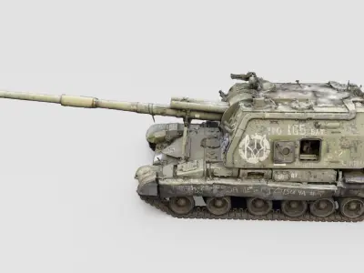 Destroyed 2S19 Msta 152 mm self-propelled howitzer M1990 3D model