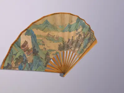 Folding fan Low-poly 3D model shop