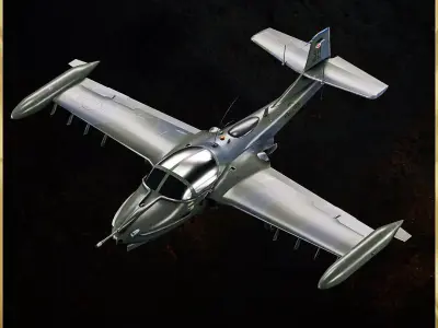 B12 War Plane - 3D ASSET - Game Ready - 3D Art Low-poly 3D model