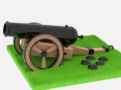 Medieval Cannon Low-poly 3D model from CGTrader