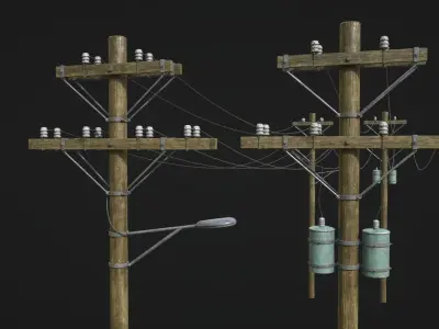 High Voltage Lines Low-poly 3D model