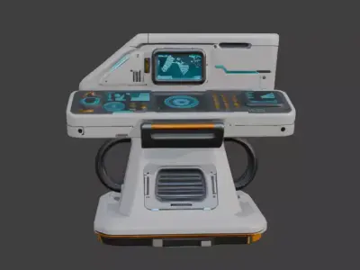Futuristic Control Panel Game-Ready 3D Model with PBR Textures Low-poly 3D model