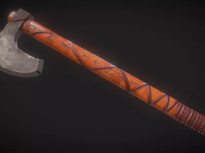 Battle Axe Low-poly 3D model 13