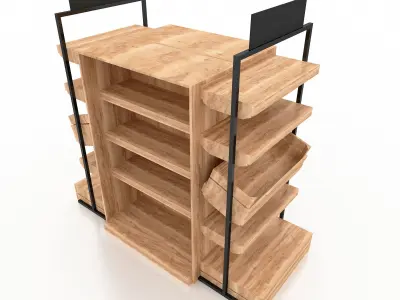Shelf 3D model 2 wooden display rack 3D model