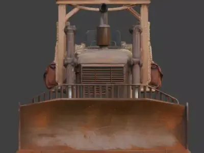 Post-Apocalyptic Desert Bulldozer model Low-poly 3D model