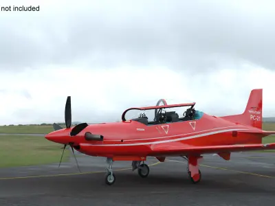 Training Aircraft Pilatus PC-21 Red Rigged 3D model