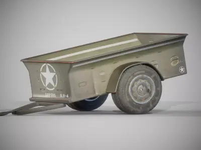 Military Cargo Trailer  Realistic 3D Vehicle Asset Low-poly 3D model