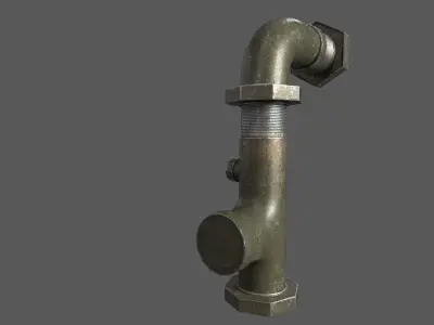 Industrial Pipe low poly 3d model Low-poly 3D model