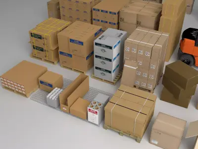 Warehouse Logistics Asset Pack Low-poly 3D model