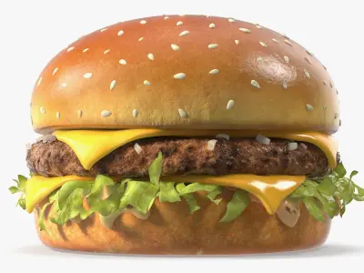 Sesame Bun Beef Burger 3D model