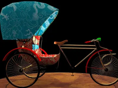 Chinese rickshaw   3D model 3