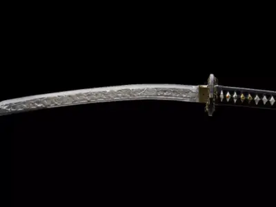 Katana Sword Curved Single-Edge Blade Low-poly 3D model