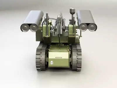 Military Tracked Robot V2 Military Green 3D model