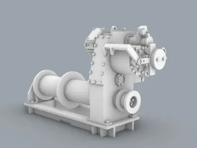 Hydraulic Winch Low-poly 3D model