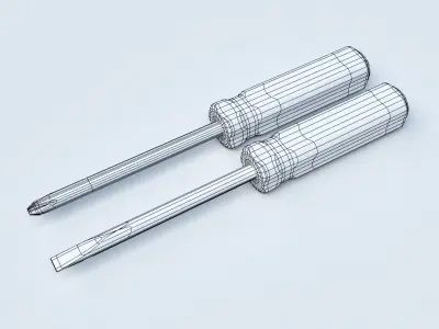 Flat head and Phillips Screwdriver 3D Models 3D model