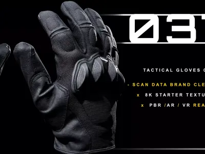 Tactical Gloves 037 Low-poly 3D model