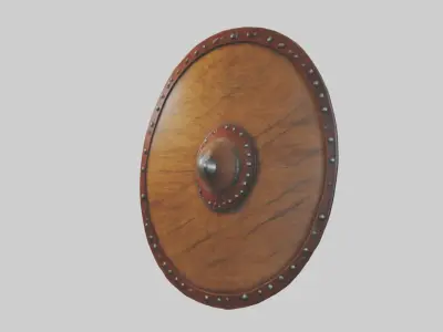 Wooden shield Model Low-poly 3D model