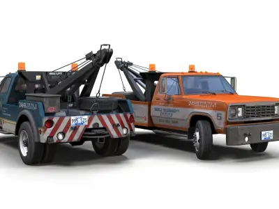 Classic wrecker tow truck Low-poly 3D model