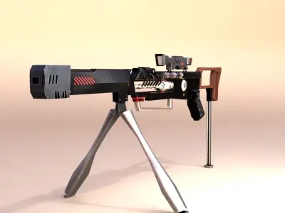 Sci-fi Gun Low-poly 3D model 25