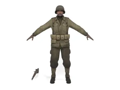 Allied soldier 2 Low-poly 3D model