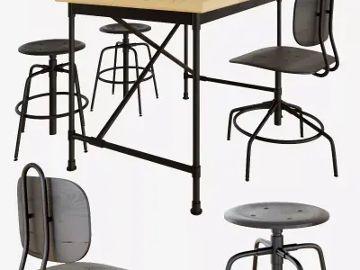 KULLABERG desk and chairs 3D model