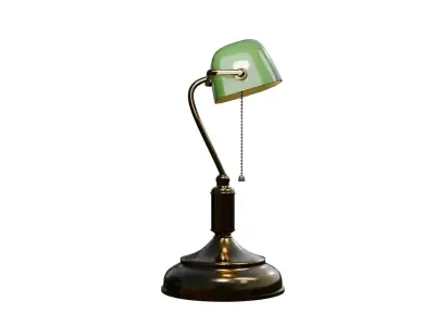 Vintage Classic Green Banker Lamp-Vintage Lamp 3D Model Free 3D model
