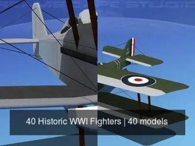 40 Historic WWI Fighters 3D Model Pack