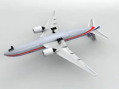 Boeing 777 Airliner - American Airlines Low-poly 3D model