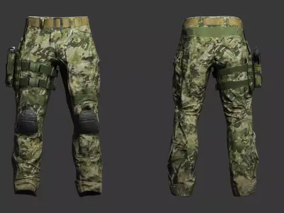 Modern Tactical Combat Pants MultiCam - Game Ready Low-poly 3D model