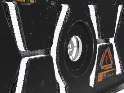 High Voltage SciFi Panel PBR Game Ready Low-poly 3D model