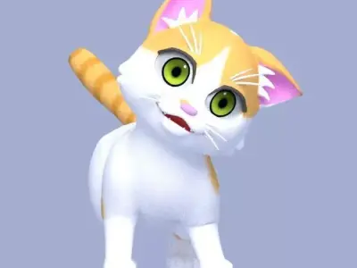 Cartoon Cat Low-poly 3D model get