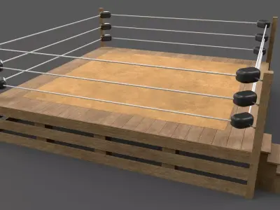 PBR Modular Wood Wrestling Rings 20ftx20ft Low-poly 3D model