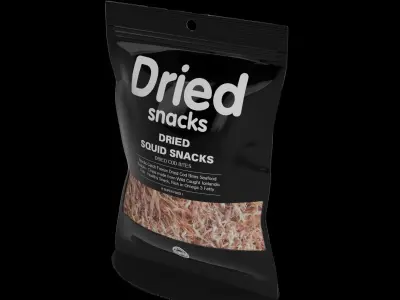 Dried fish and seafood Dried Squid Snacks Low-poly 3D model