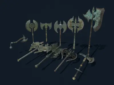 Axe Fantasy Game 3d model Low-poly 3D collections 3D Model Pack