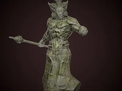 Demonic Statue Low-poly 3D model
