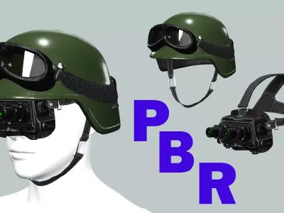 SOLDIER Tactical Ballistic Helmet Digital Green 3D Model Low-poly 3D model