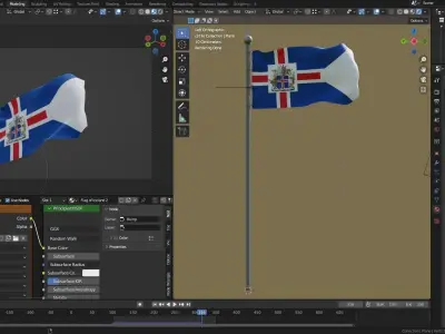 Animated Iceland Flags 3D model