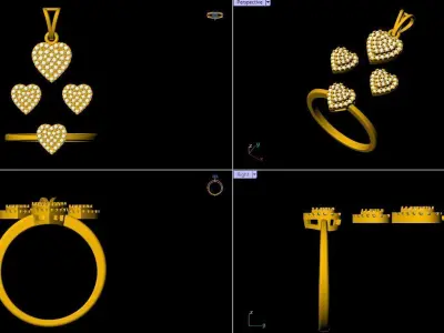 Heart Pendant Set - 0069 3D print model