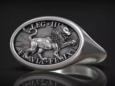 Roman Legion Flavia Felix Lion Antique Design Ring 3D print model