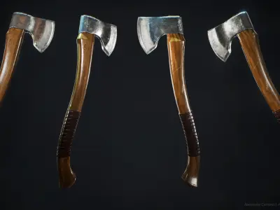 Game-ready Forest Axe Low-poly 3D model