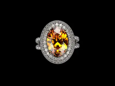 Oval Cut From Gemone Diamonds Ring 3D print model