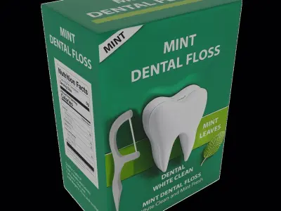 Floss and toothpicks Box Low-poly 3D model