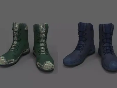High Boots Blue and Military Free low-poly 3D model