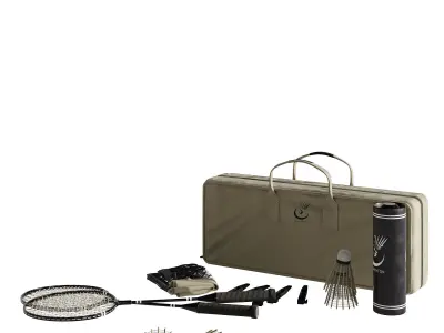badminton set 1 with racquet and bag 3D model
