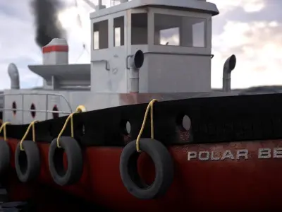 Tugboat tug boat in ocean 3D model