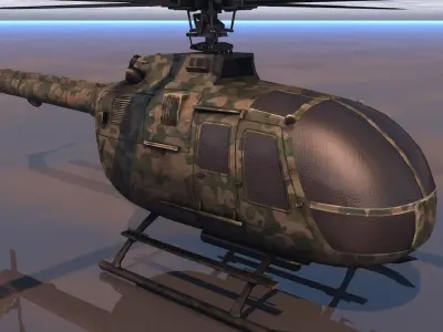 Low poly VR AR game ready military Helicopter  Low-poly 3D model