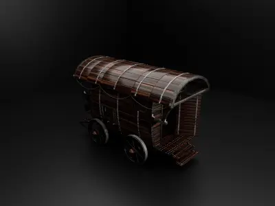 Vintage Horse Carriage Low-poly 3D model