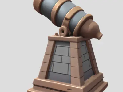 Cartoon Cannon 3D Model PBR Textured Stylized Game Asset Low-poly 3D model
