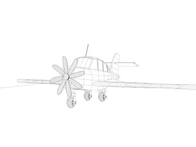 Cartoon Green Airplane Low-poly 3D model