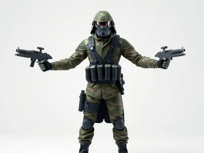 Camouflage Soldier Rigged and Animated Character Model Low-poly 3D model